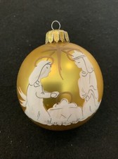 Vintage Hand Painted Nativity Christmas Ball Ornament Jesus Mary Joseph