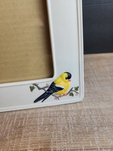 Bird Picture Frame Bisque Porcelain Picture By Burkhart Yellow Chickadess 1990 - Picture 8 of 14