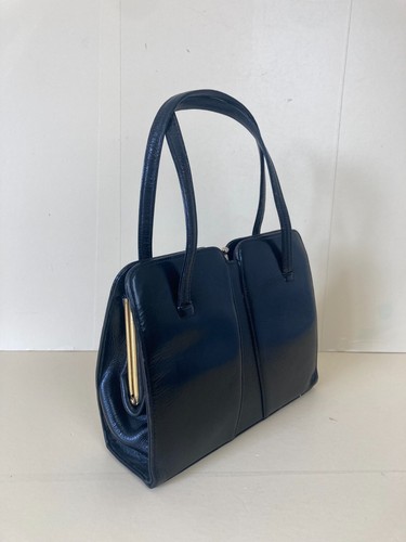 Bolso de Mano de Cuero Vintage Años 50 60 Negro WIDEGATE LONDON Mod Retro Forma Cuadrada - Imagen 2 de 12