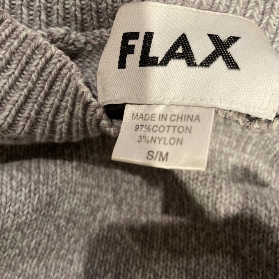 Suéter de lino con cuello falso para mujer talla pequeña mediana algodón nailon bolsillo gris verde Foto 3 de 4