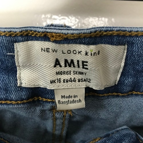 Jeans skinny blu mezza vita Amie New Look taglia 16 L28 tasche invecchiate cotone - Foto 6 di 9
