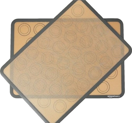 Amazon Basics Silicone, Non-Stick, Food Safe Baking Mat, Pack of 2, New Beige/Gr - Picture 4 of 6