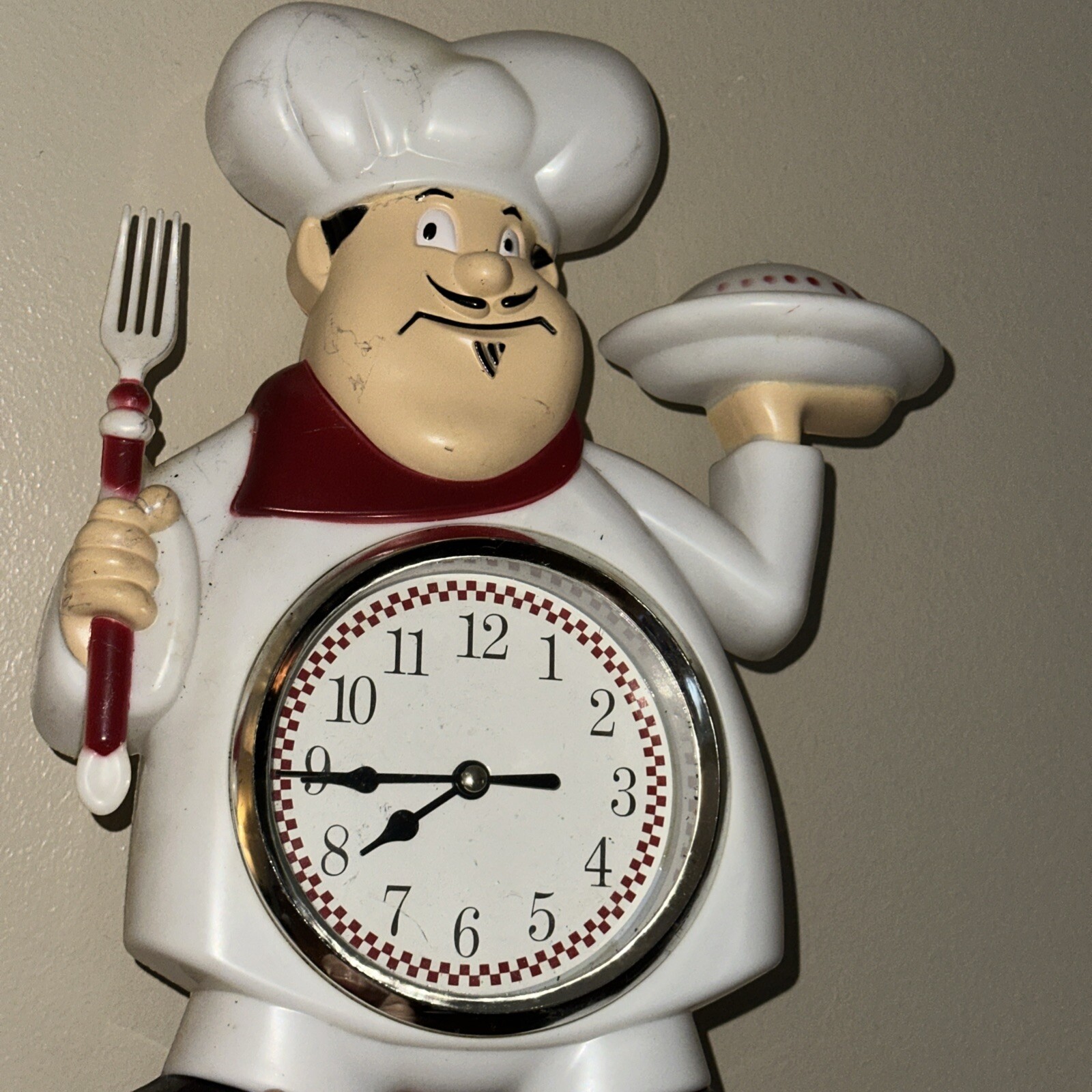 Fat Italian CHEF Pasta French Pastry Wall Clock Battery Operated Bid 4 ...