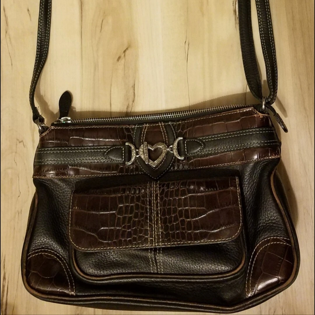 Vintage Brighton Brown Leather Alligator Embossed Crossbody Handbag Purse |  eBay