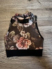 5 Dancewear Five Dance Bra Top Sports Petite Adult XXS Black Floral PA Dance