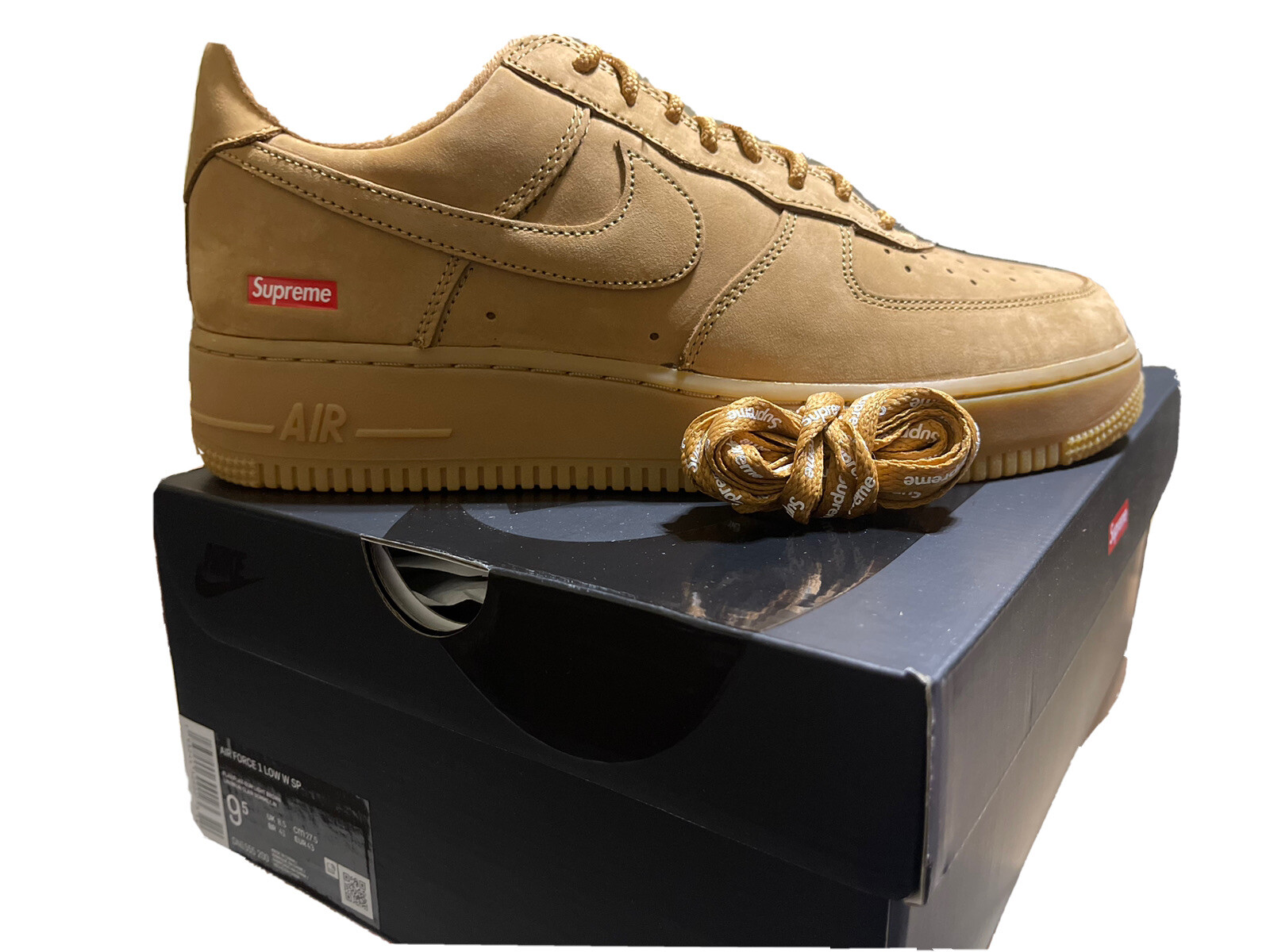 Size 9.5 - Nike Air Force 1 Low SP x Supreme Wheat 2021