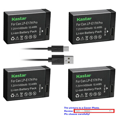 Kastar LP-E17H Pro Battery W/ Type-C for Canon EOS M6 Mark II, EOS 77D Camera