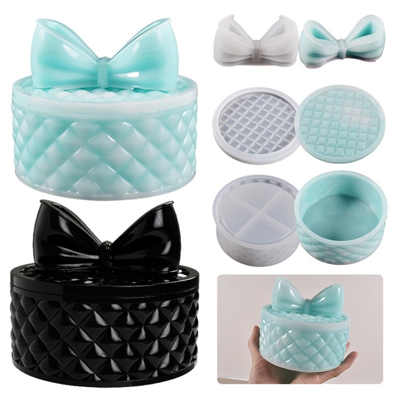 Resin Box Molds with Lid,3D Jar Silicone Mold,Trinket Storage Container Box Mold