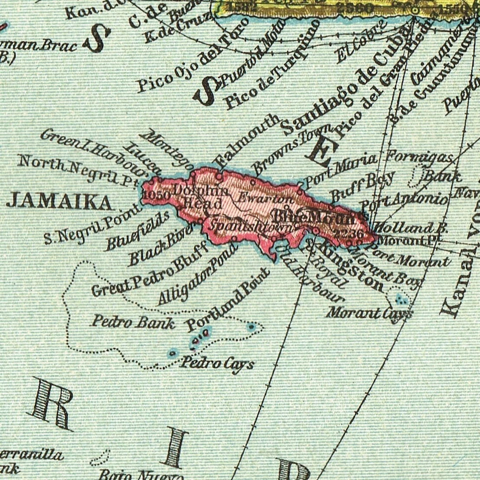 CUBA 1910  PUERTO RICO  DOMINICAN R. Original Antique  Map  The BAHAMAS - Image 3 of 4