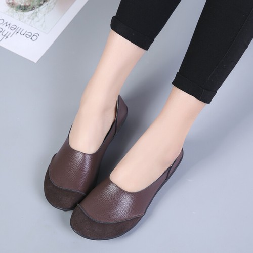 Mujeres Informales Cuero Genuino Mocasines sin cordones Mocasines Planos Barco Oxford Zapatos N - Imagen 35 de 101