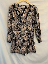 Urban Outfitters Romper Shorts M Floral Black Peach Skort Jumpsuit