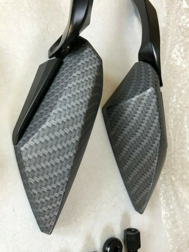 NEW Carbon Diamond Blade Mirrors 8mm 10mm Fit Honda Shadow Valkyrie Magna Harley - Picture 8 of 9