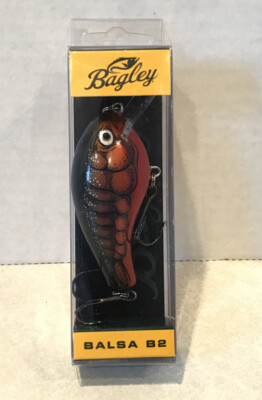 Leurre Vintage Bagley Original Balsa B2 Rattler - Crankbait En Bois, Pêche Eau Douce