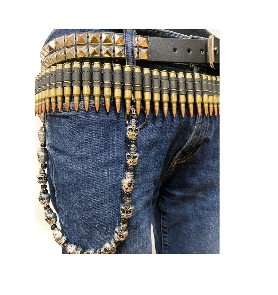 Cinturón Bala Metal 2.23" Latón con Bandolera Cobre Vaquero Ejército Soldado Disfraz Foto 4 de 4