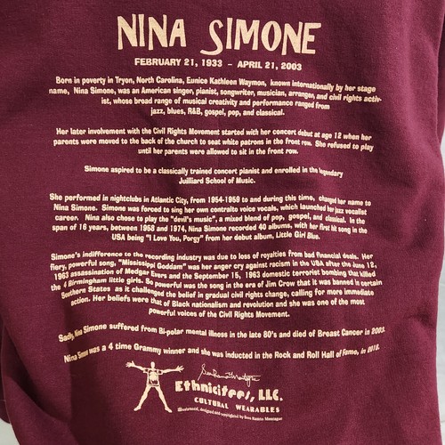 Nina Simone Sweatshirt YOUTH XL unisex ADULT S JAZZ MUSIC BURGUNDY RED FALL - Picture 10 of 10