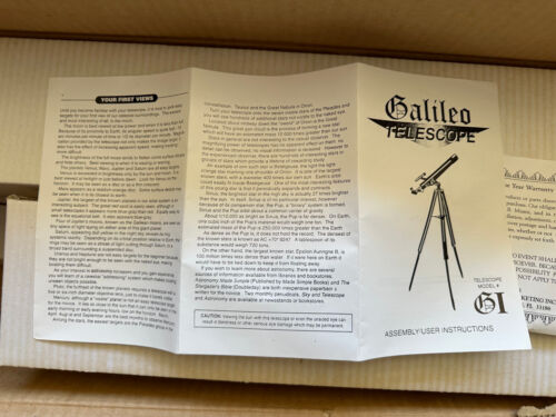 Vintage NIB 1990s Galileo Optics 400x Telescope Astronomical Refracter Model G1 - Picture 5 of 15