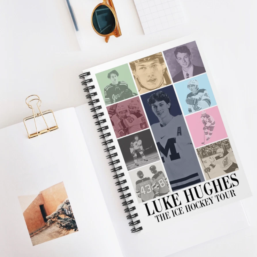 Cuaderno espiral gira hockey sobre hielo Luke Hughes - línea reglada Foto 2 de 2