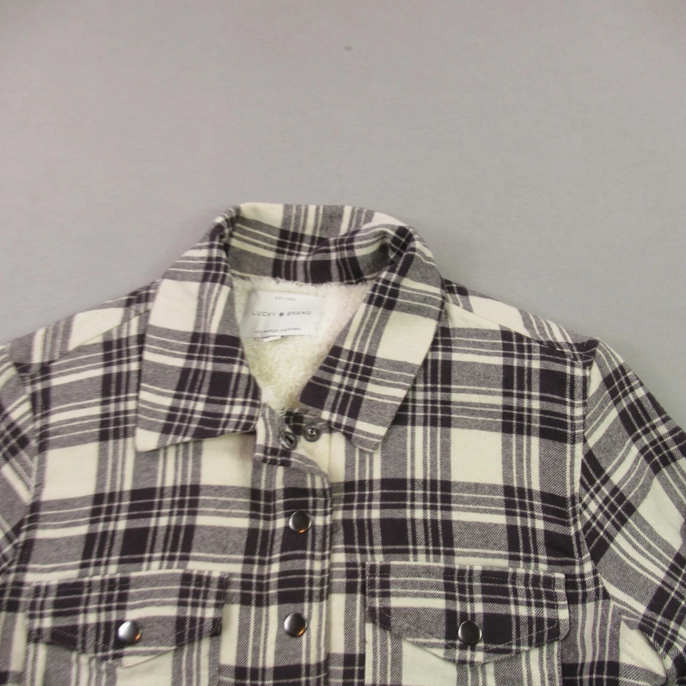 Camisa Lucky Brand para mujer pequeña manga larga bolsillos delanteros a presión forrada de vellón Foto 3 de 4