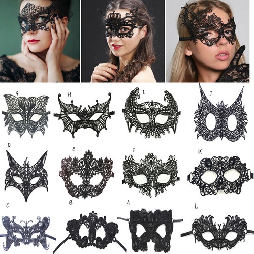 1 pièce masque en dentelle noire mascarade sexy yeux visage masque pour les yeux femmes fête Halloween chaud ✔ - Photo 1/24