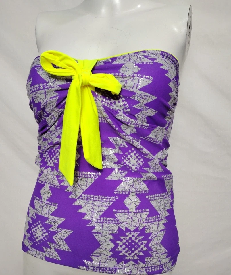 mudd Women's NEW SMALL Removable pads Halter Tankini Top Wire free Purple (#e7 - Image 3 of 4