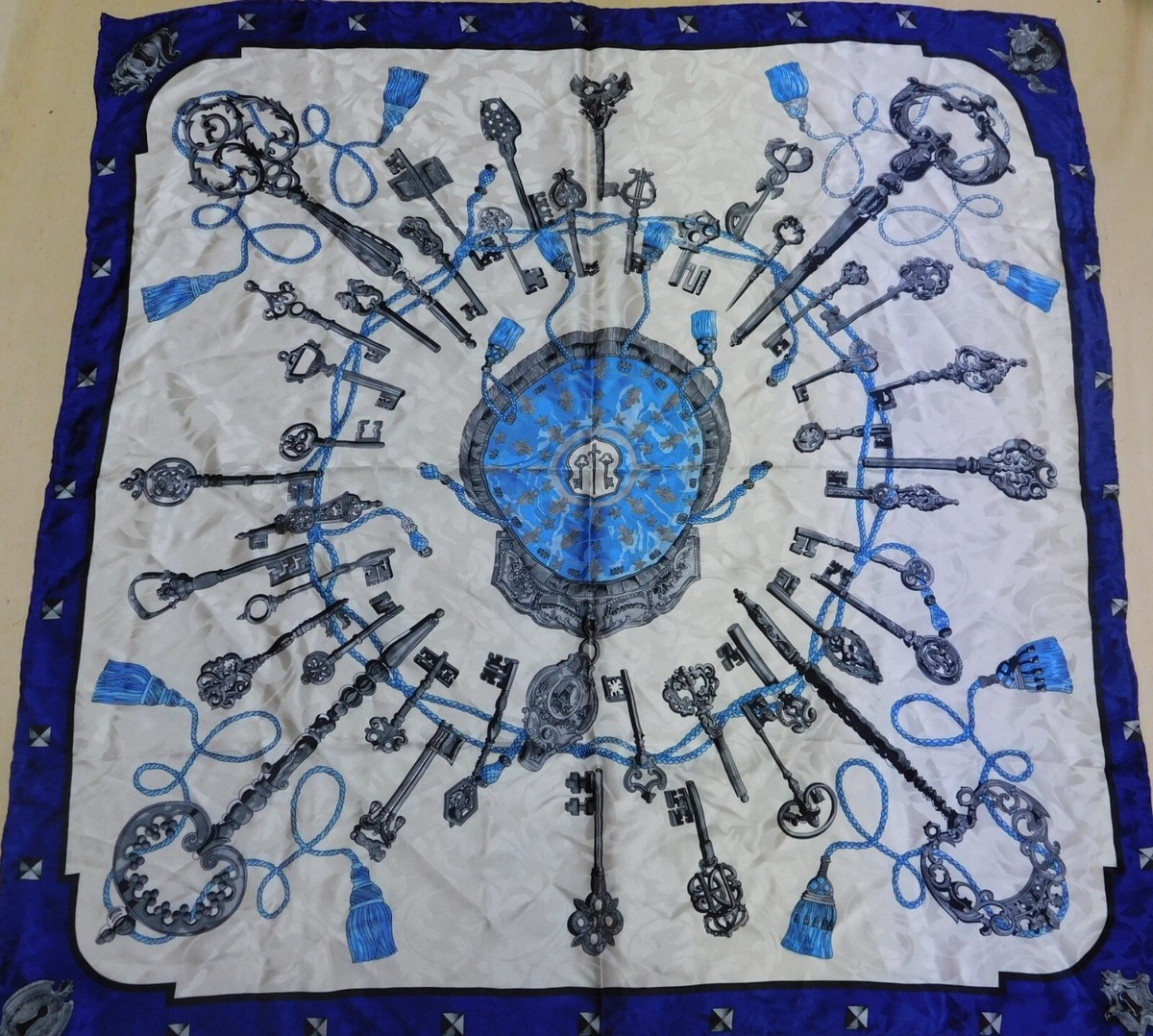 Foulard En Soie Pure 100% Vintage - 88x88 Cm - Multicolore - Style Années 80