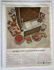 Vintage "General Electric Automatic Ice Cubes" Color Print Ad Refrigerator GE