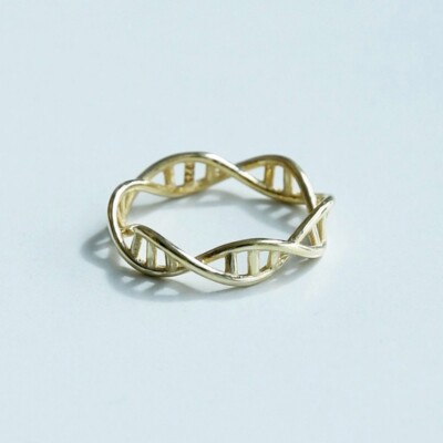 Gold Dna Ring Science Chemistry Molecule Sterling Silver Biology Women Jewelry