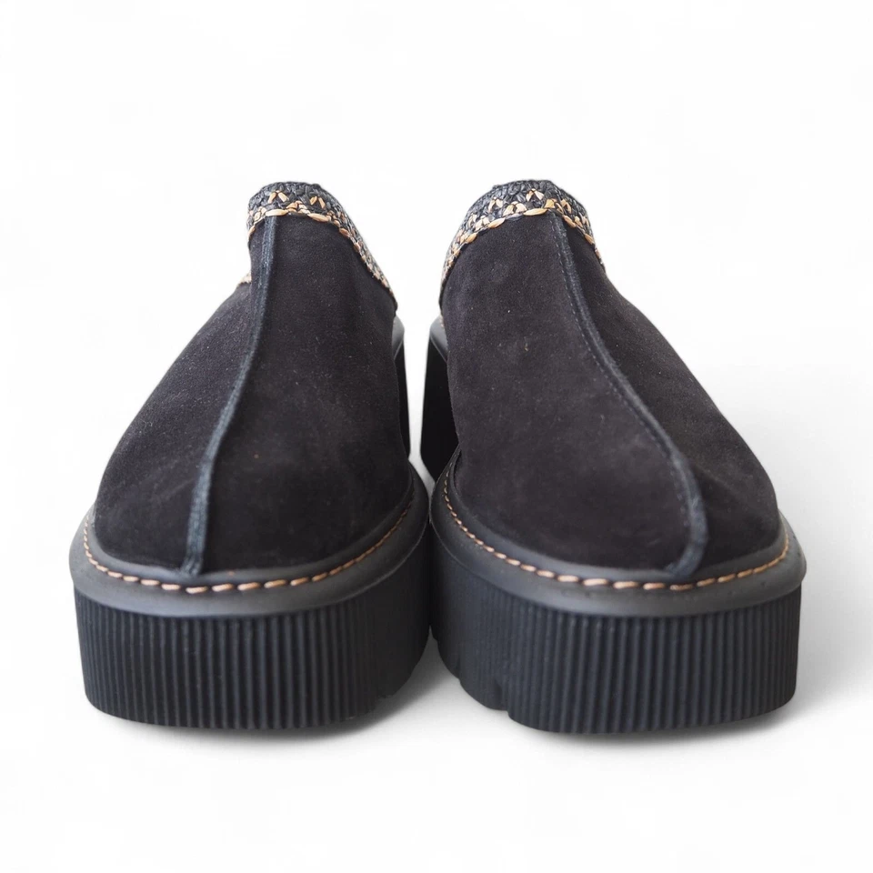 Zuecos Carlos Pere Suela Gruesa Plataforma Gamuza Italiana Cuero Negros para Mujer 9.5 Foto 3 de 4