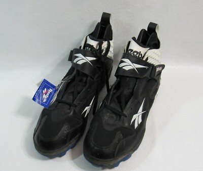 Reebok PitBull Cleats Black White Size 18 Vintage Men's