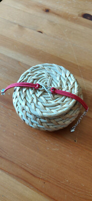 Bracelet Macramé Infini Rouge Argenté - Style Féérique Hessa Tessa Hardin - Neuf Sans Boîte