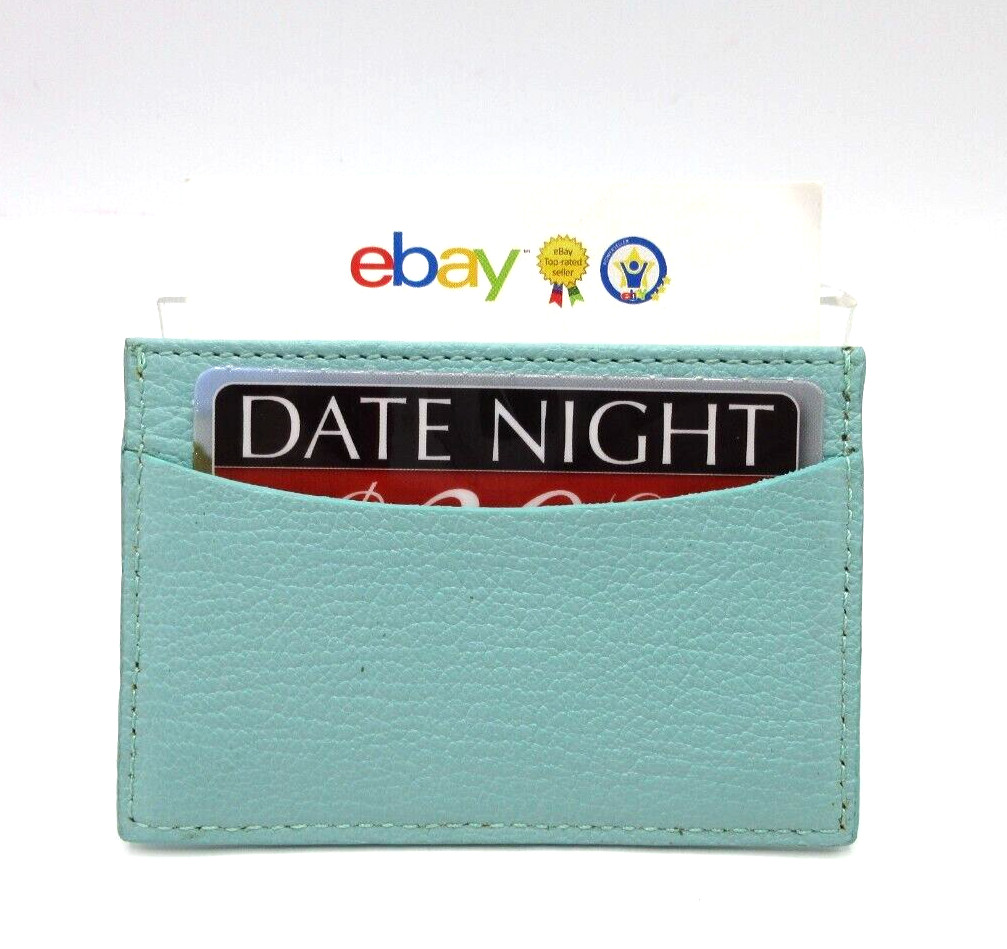 Card Holder Case Slim Design Credit Business Card Leather Robin's Egg Blue-image