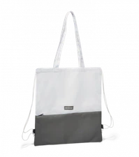 BENNKAI Canvas Drawstring Tote – White and Grey – NEW in Bag