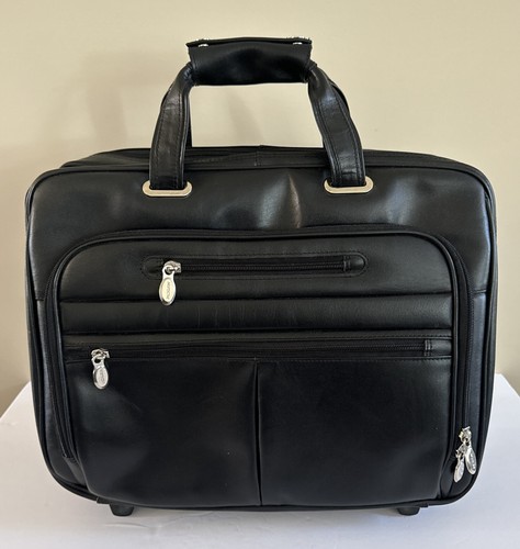 Rolling Briefcase Laptop McKlein Limited Edition Black Leather Lightly Used 18”