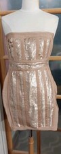 Fashion Nova Sabine Bandage Wrap Body Con Sequins Beige Sexy Mini Dress Sz S NWT