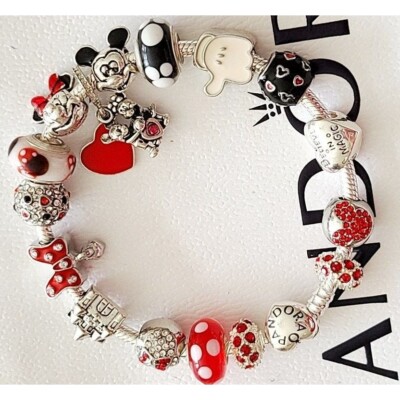 PANDORA CHARM BRACELET MICKEY MINNIE Valentine Gift Pandora Box