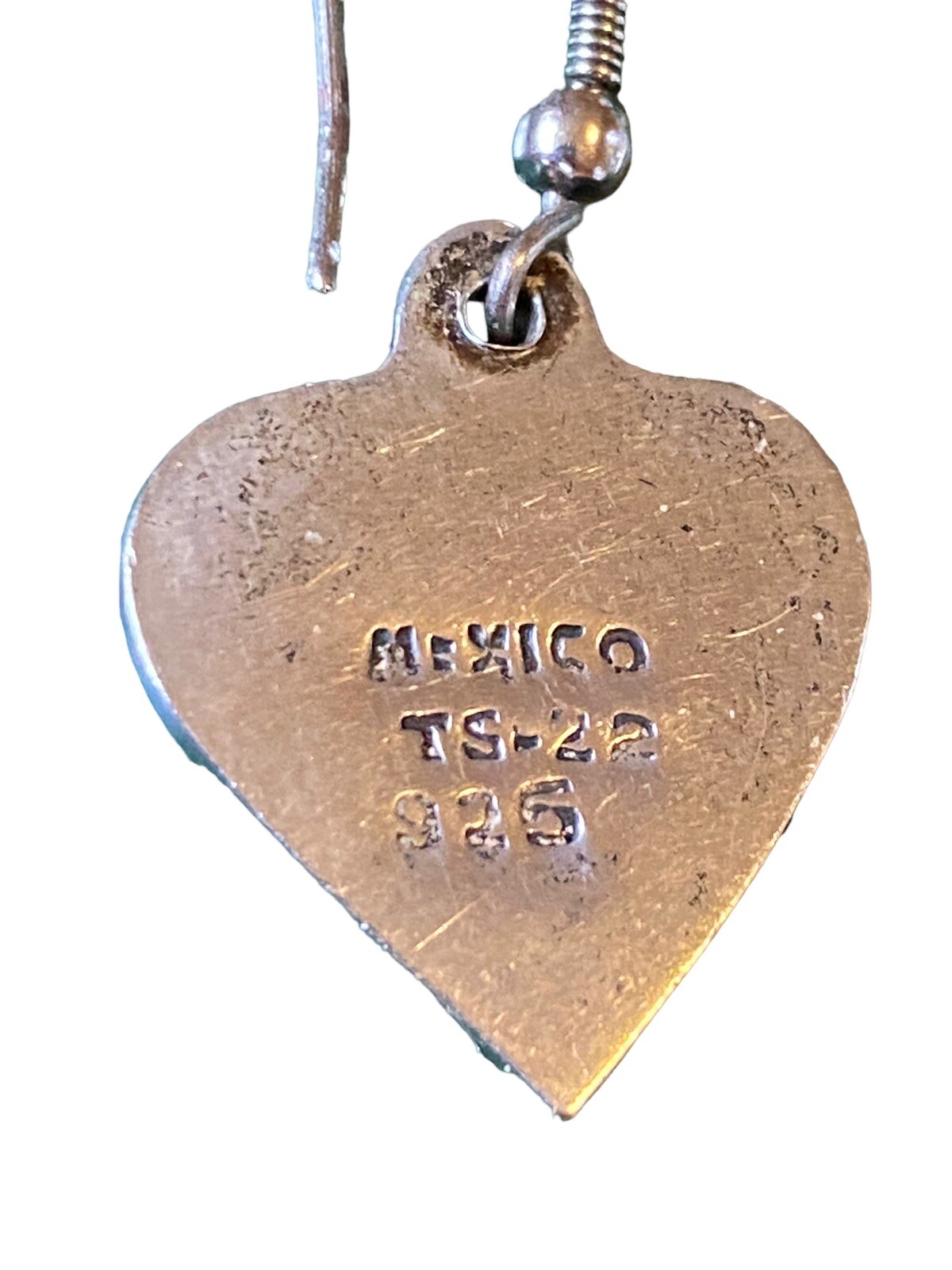 VTG Sterling Silver Solid Heart Dangle Pierced Ea… - image 3