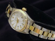 Rolex Date Lady 2Tone Yellow Gold Stainless Steel Watch White Roman Dial 69173 2