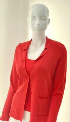 AldoMartins Caspe Coral Red Cardingan Sweater with Pockets Women's 6