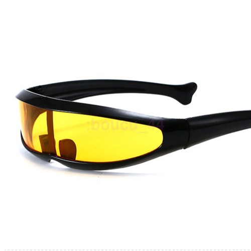 NEW 2024 Colored Mirror Lens Cyclops Robotic Futuristic Narrow Punk Sunglasses - Picture 16 of 20