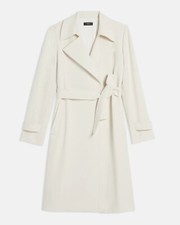 Theory Oaklane Classic Trench Coat - Ivory, Cream, Size L - Rrp £600