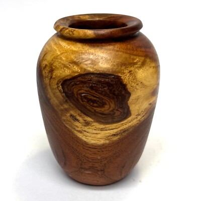 Miniature Hand Turned Mesquite Wood Vase Mesa, AZ Signed Dennis Yuresko 2020