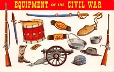 EQUIPMENT OF THE CIVIL WAR-RIFLE-CANON-SWORD-SCABBARD POSTCARD
