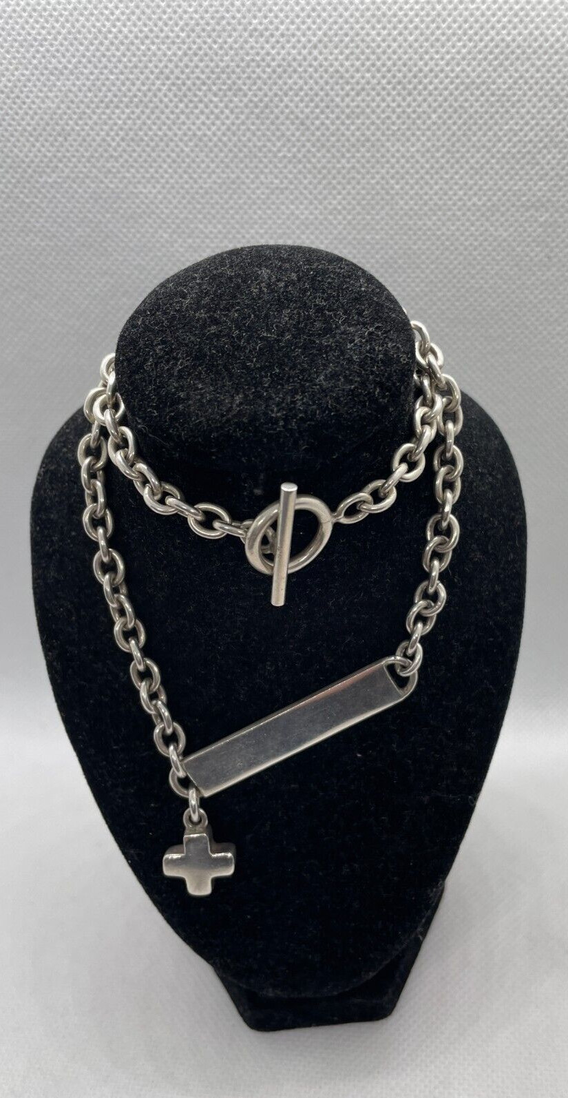 SOLID STERLING SILVER BELCHER LINK TOGGLE & CHARM… - image 6