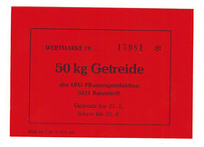 DDR-Ersatzgeld, Wertschein der LPG in Rannstedt-Altkreis Apolda/Th&uuml;r., Getreide