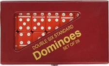 CHH 2408L-RD Double 6 Standard Domino Set with Matching Vinyl Case, Red and...
