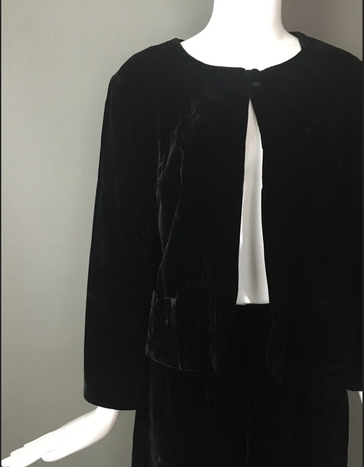 Conjunto de saia de veludo vintage anos 60 R&K Originals década de 1960 com jaqueta combinando - Imagem 2 de 4