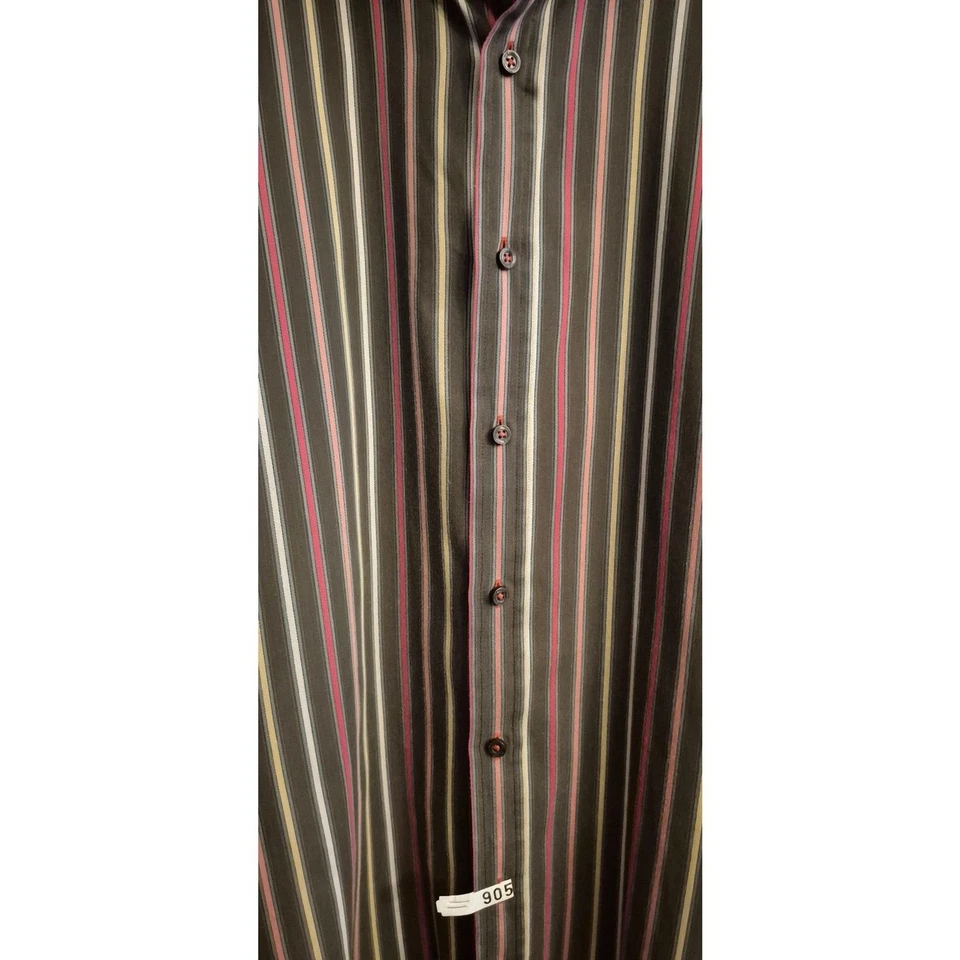 Camisa de vestir Ben Sherman talla grande para hombre marrón rosa rojo rayas manga larga usada en excelente estado Foto 3 de 4