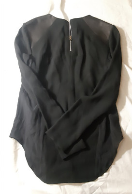 Rag & Bone black Clemence Top W235A337G brown Leather shoulder, zip, S, NWT