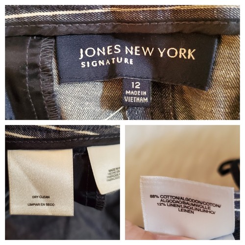 NEW Jones New York Womens Pants Size 12 Navy Blue Woven Mid Rise Wide Straight - Picture 6 of 11