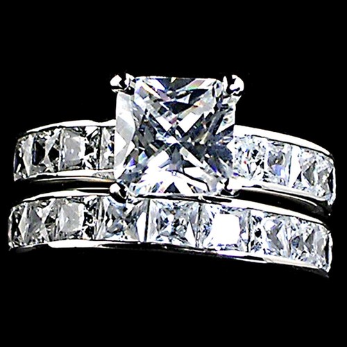 ALL CLEAR PRINCESS CUT CZ WEDDING BAND_SZ-6__925 STERLING SILVER-NF - Picture 5 of 7